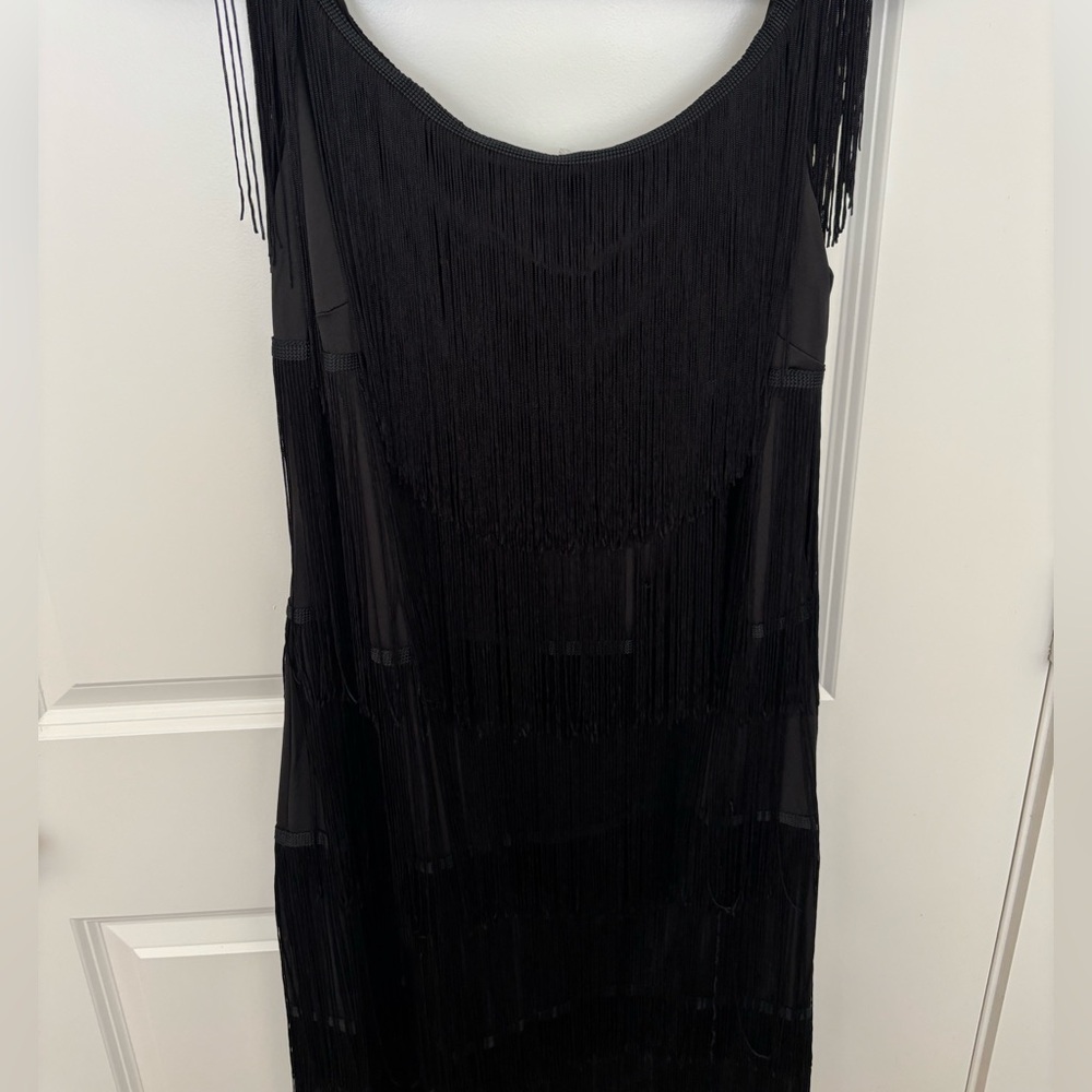 Ashley Stewart Elegant Black Fringe Dress